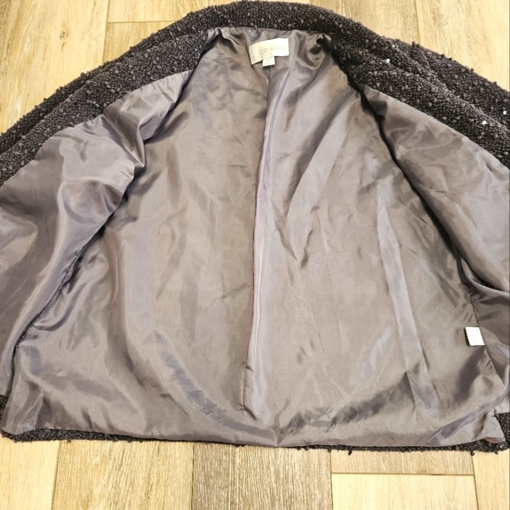 Erin London Popcorn Bouncel Sequence  Blazer Jacket Grey Charcoal Women's Medium